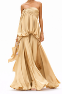 Graciela Champagne Off Shoulder Draped Maxi Dress - Aura Muse
