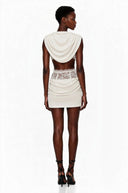 Grasse White Ruched Top & Skirt Set with Lace Trim - Aura Muse