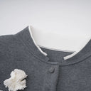 Hallbera Grey 3D Petal Knit Cardigan - Aura Muse