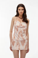 Hedda Blush Pink Halterneck Sequin Top & Skirt Set - Aura Muse