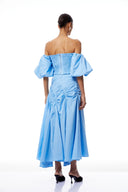 Henriette Blue Smocked Top & Asymmetrical Skirt Set - Aura Muse