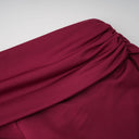 Herminia Burgundy One Shoulder Gathered Maxi Dress - Aura Muse