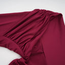 Herminia Burgundy One Shoulder Gathered Maxi Dress - Aura Muse