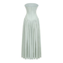 Hilaria Green Off Shoulder Pleated Maxi Dress - Aura Muse
