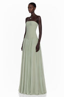 Hilaria Green Off Shoulder Pleated Maxi Dress - Aura Muse