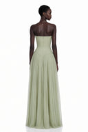 Hilaria Green Off Shoulder Pleated Maxi Dress - Aura Muse