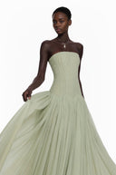 Hilaria Green Off Shoulder Pleated Maxi Dress - Aura Muse