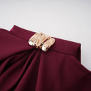 Hilary Burgundy Asymmetrical Cape Maxi Dress - Aura Muse