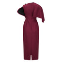 Hilary Burgundy Asymmetrical Cape Maxi Dress - Aura Muse