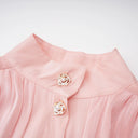 Honora Pink High-Neck Ruffled Detail Mini Dress - Aura Muse
