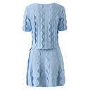 Hvítdís Blue Beaded Blouse & Skirt Set - Aura Muse