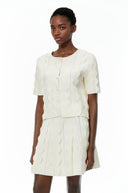 Hvítdís White Beaded Blouse & Skirt Set - Aura Muse