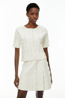 Hvítdís White Beaded Blouse & Skirt Set - Aura Muse