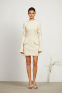 Irina Cream - White Fitted Mini Dress - Aura Muse