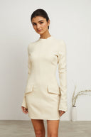 Irina Cream - White Fitted Mini Dress - Aura Muse