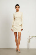 Irina Cream - White Fitted Mini Dress - Aura Muse