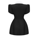 Iris Black Shawl Lapel Mini Dress - Aura Muse