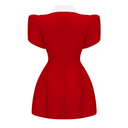 Iris Red Shawl Lapel Mini Dress - Aura Muse
