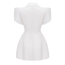 Iris White Shawl Lapel Mini Dress - Aura Muse