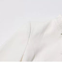 Isabella White Embroidered Stand Collar Peplum Blazer & Pleated Maxi Skirt Set - Aura Muse