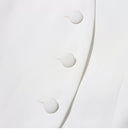 Isabella White Embroidered Stand Collar Peplum Blazer & Pleated Maxi Skirt Set - Aura Muse