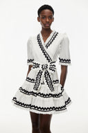 Isabelle White V-Neck Ruffled Mini Dress - Aura Muse
