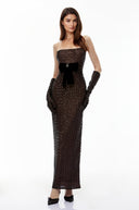 Isadora Black Maxi Dress with Bow Detail - Aura Muse