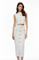 Ismérie White Textured Knit Top & Skirt Set - Aura Muse