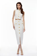 Ismérie White Textured Knit Top & Skirt Set - Aura Muse