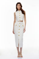 Ismérie White Textured Knit Top & Skirt Set - Aura Muse