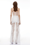 Isolde White Floral Lace Corset Maxi Dress - Aura Muse