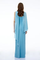 Jacinthe Blue Off Shoulder Ruched Maxi Dress - Aura Muse