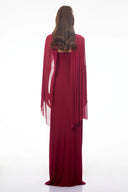 Jacinthe Red Off Shoulder Ruched Maxi Dress - Aura Muse