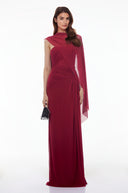 Jacinthe Red Off Shoulder Ruched Maxi Dress - Aura Muse
