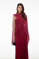 Jacinthe Red Off Shoulder Ruched Maxi Dress - Aura Muse