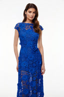 Jocelyne Blue Floral Appliqué Maxi Dress witn Cut-Outs - Aura Muse