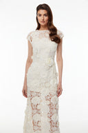 Jocelyne White Floral Appliqué Maxi Dress witn Cut-Outs - Aura Muse