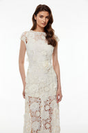 Jocelyne White Floral Appliqué Maxi Dress witn Cut-Outs - Aura Muse
