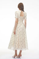 Joëlle White Polka Dot Maxi Dress - Aura Muse