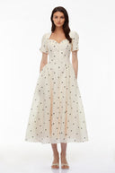 Joëlle White Polka Dot Maxi Dress - Aura Muse