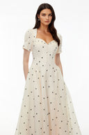 Joëlle White Polka Dot Maxi Dress - Aura Muse