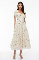 Joëlle White Polka Dot Maxi Dress - Aura Muse