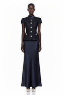 Jolene blue peplum-waist panelled maxi dress - Aura Muse