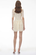 Josiane White Lace Mini Dress with Embellishment - Aura Muse