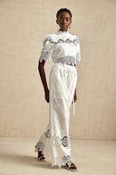 Kamila lace - trim cut - out cropped top & trousers matching set - Aura Muse