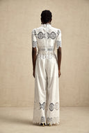 Kamila lace - trim cut - out cropped top & trousers matching set - Aura Muse