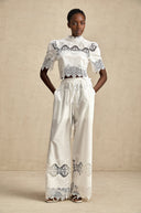Kamila lace - trim cut - out cropped top & trousers matching set - Aura Muse
