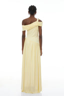 Keira Yellow Asymmetrical Gathered Maxi Dress - Aura Muse