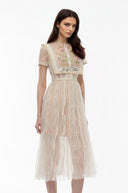 Kendra White Floral Embroidered Maxi Dress - Aura Muse
