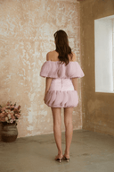 Kiara Pink Off - Shoulder Ruffled Mini Dress - Aura Muse